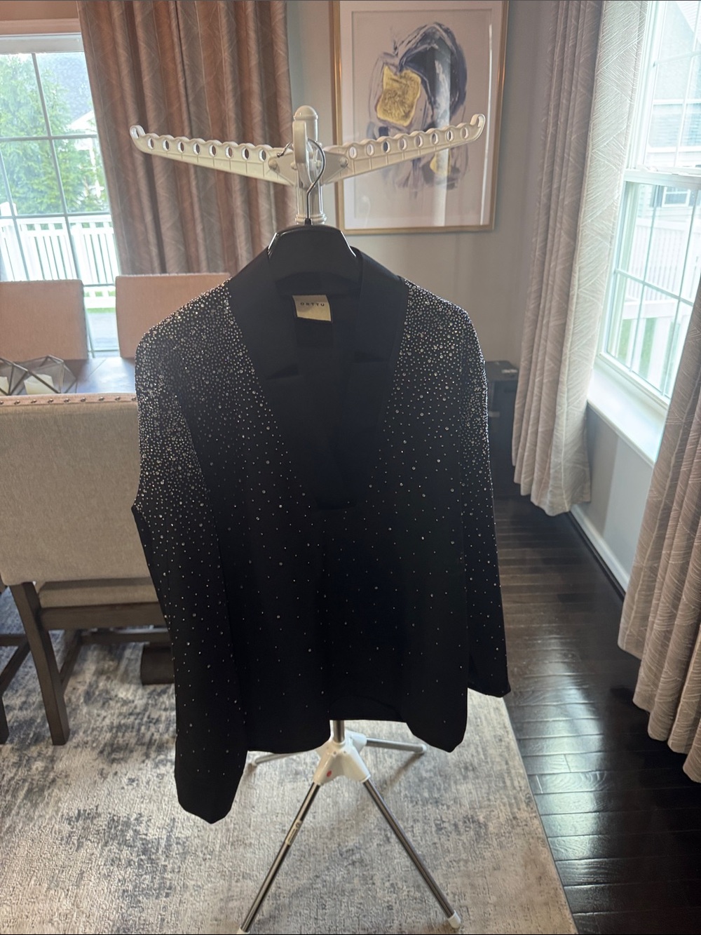 ORTTU Black Embellished Open-Front Shirt